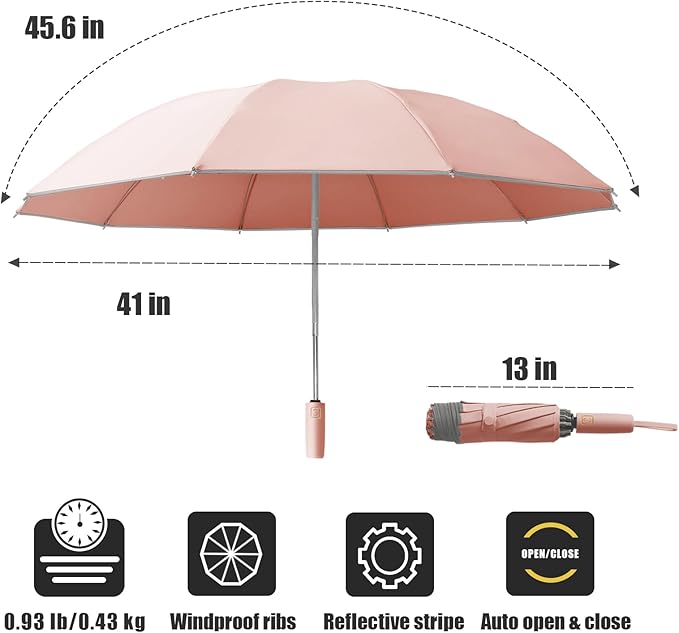 Compact Travel Umbrella, Portable Reverse Folding Car Umbrella, Large Windproof and Waterproof Inverted Umbrella, Automatic, 10 Ribs - Image 5