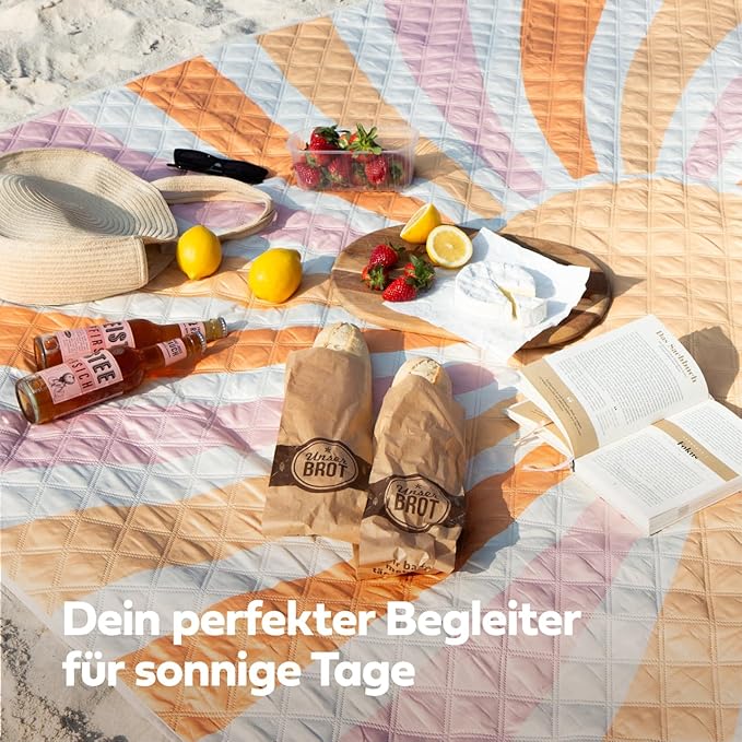 NAYA STUDIOS® Picnic Blankets (Sun) - Extra Large Picnic Blanket 200 x 200 cm - Washable Camping Blanket - Beach Blanket XXL - Picnic Blanket Waterproof - Blanket Outdoor - Beach Mat Padded - Image 3