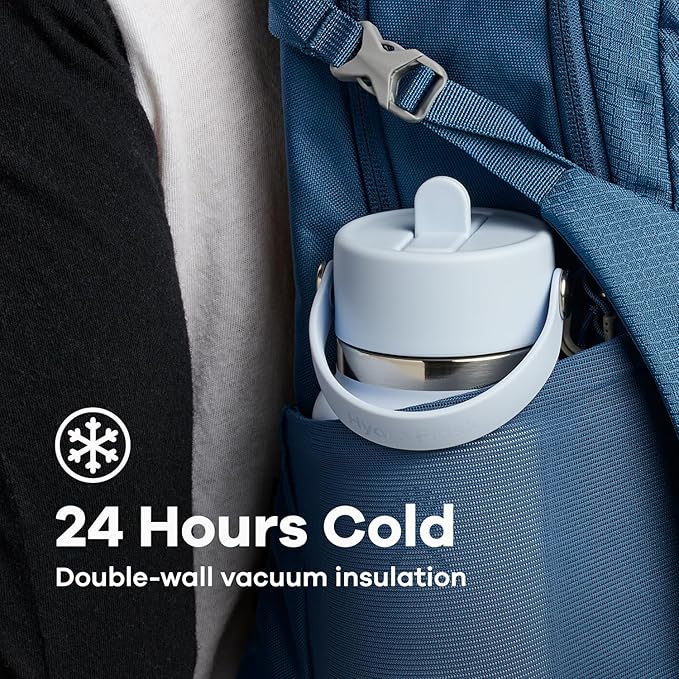 HYDRO FLASK Wide Mouth vacuum insulated stainless steel water bottle with leakproof closeable straw lid for cold water drinks, sports, travel, car and school - Image 3