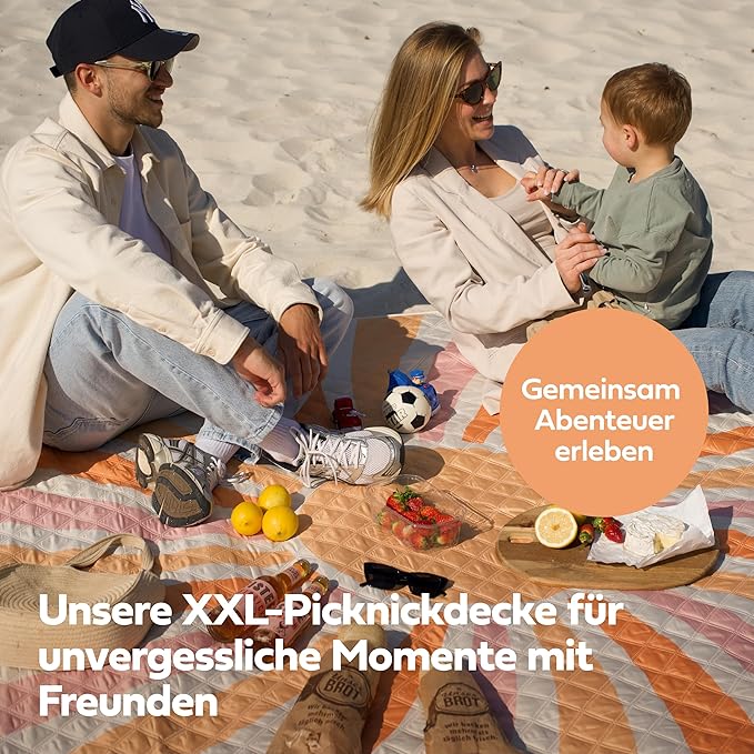 NAYA STUDIOS® Picnic Blankets (Sun) - Extra Large Picnic Blanket 200 x 200 cm - Washable Camping Blanket - Beach Blanket XXL - Picnic Blanket Waterproof - Blanket Outdoor - Beach Mat Padded - Image 6